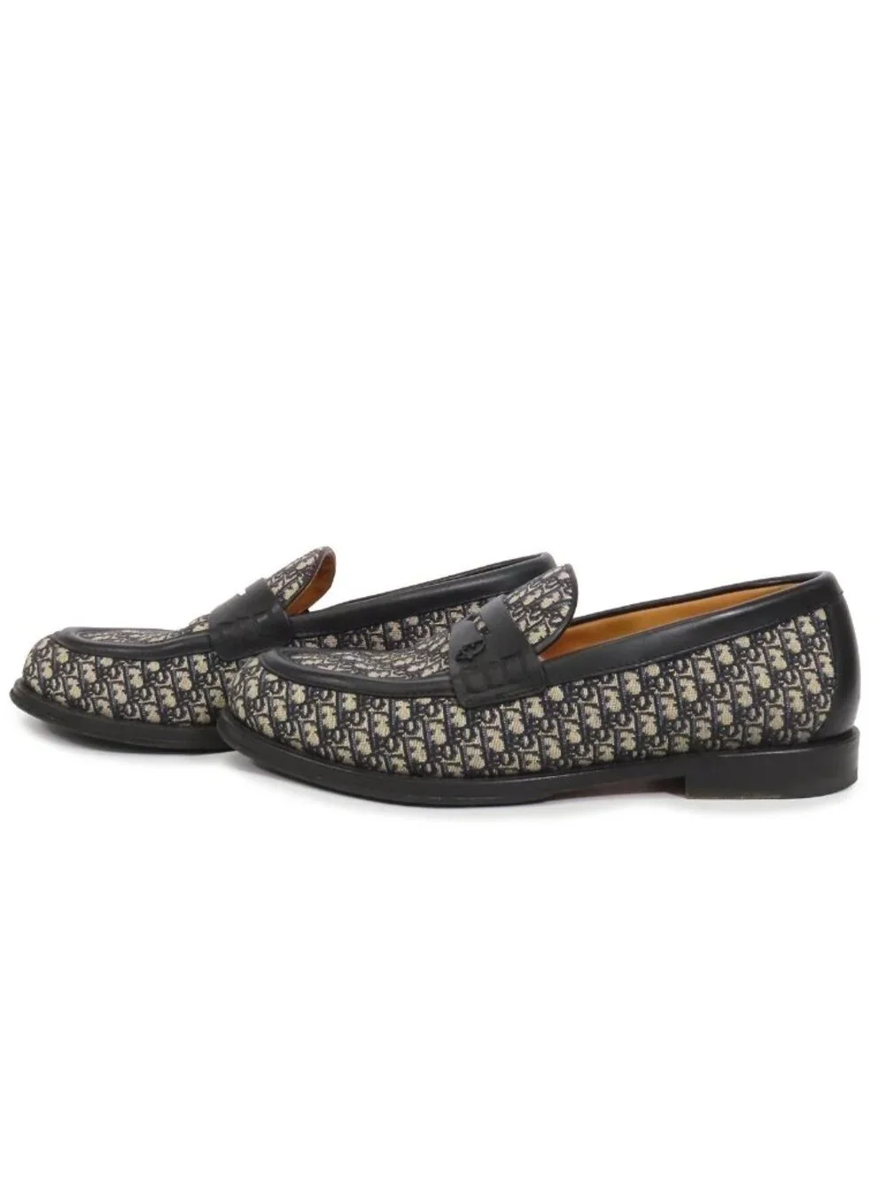 Dior Loafers Navy Fabric Leather Explorer Oblique Jacquard Shoes